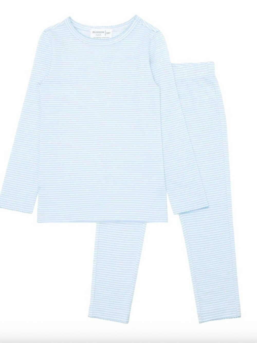 Minnow Girls Powder Blue Stripe Pima Pajama Set - 3T 4T